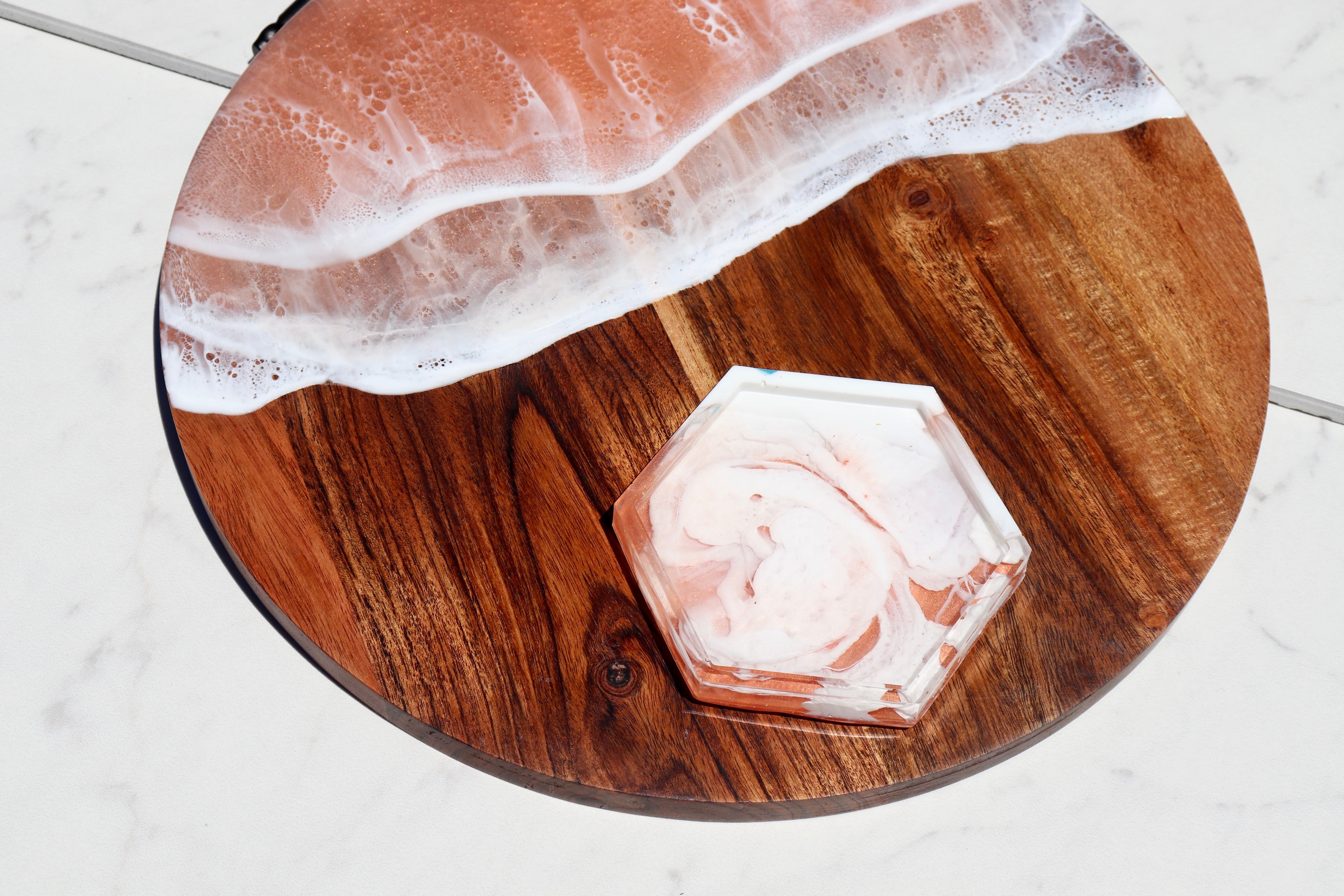 Rose Gold Round Serving Tray